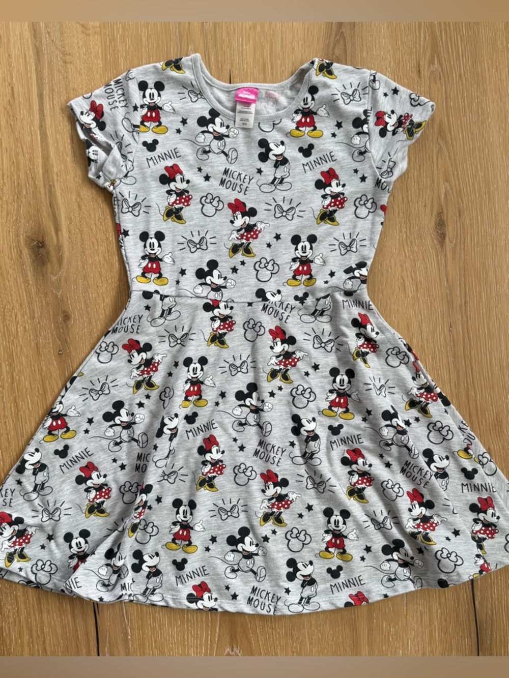 Disney Grey Kids Dress with Minnie & Mickey All-Over Print